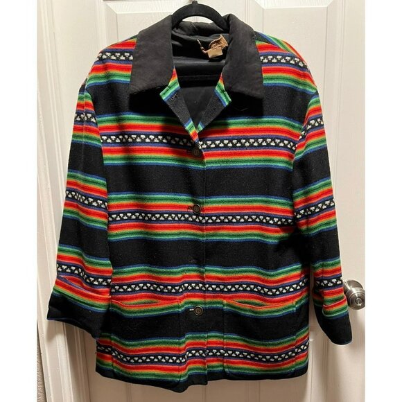 Pendleton | Blanket Coat Sz 14 Vintage Rainbow Stripe - Picture 1 of 8